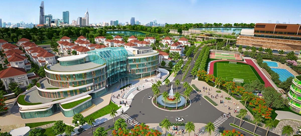 Khu trung tâm thương mại của đô thị mới Sala Đại Quang Minh nằm liền kề khu biệt thự sinh thái biệt lập Sala Saroma Villa.