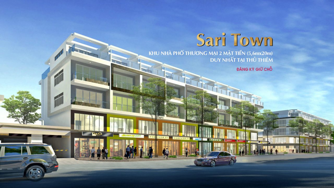 Cho thuê Shophouse Sari Town diện tích sử dụng 480m2 giá 115 triệu hoặc thuê lẻ từng sàn 26.5 triệu