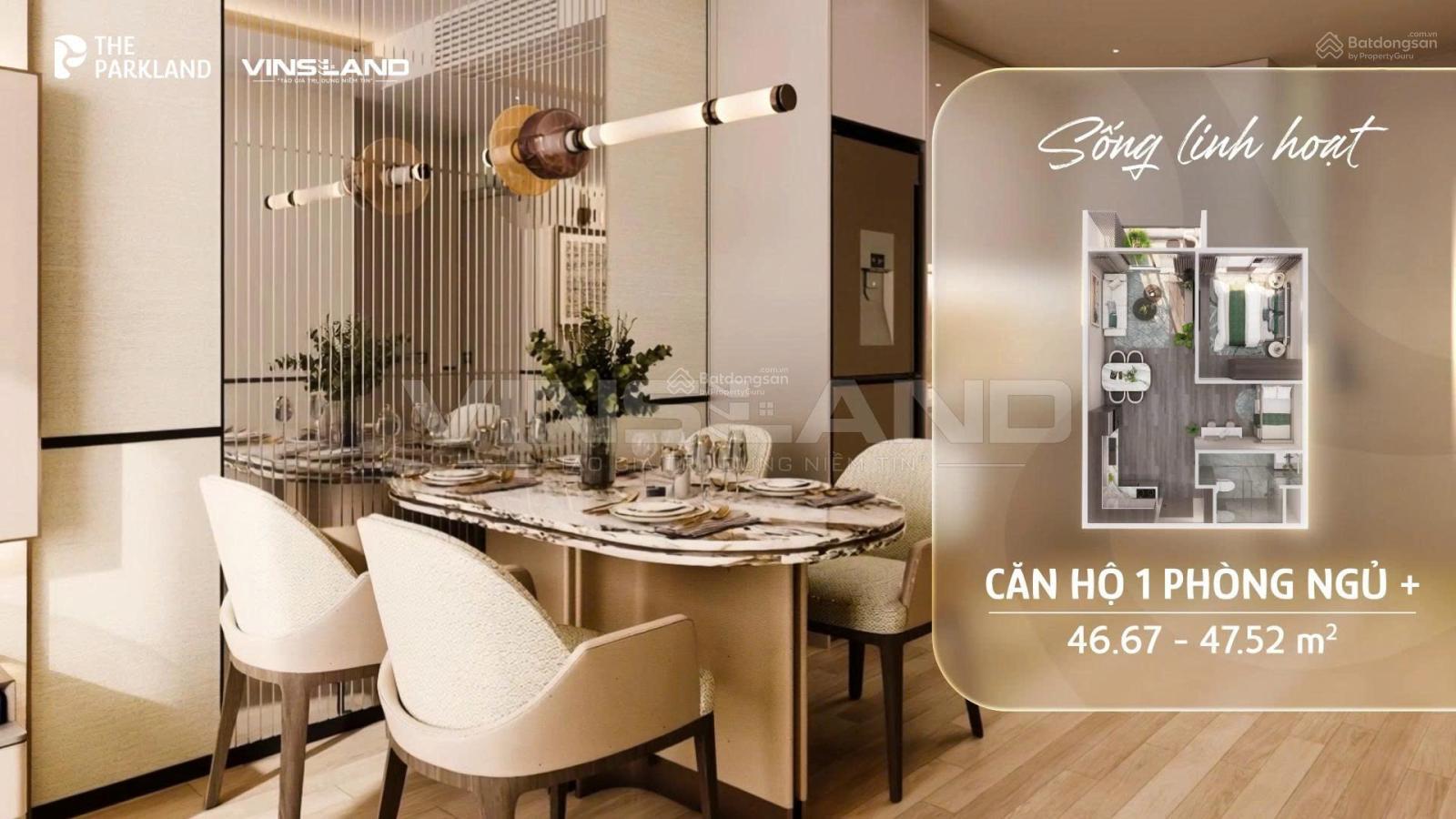 Ngỡ ngàng bật ngửa! 1PN+ view sông Silk Park - Không che thoáng vĩnh viễn- The Parkland Imperia