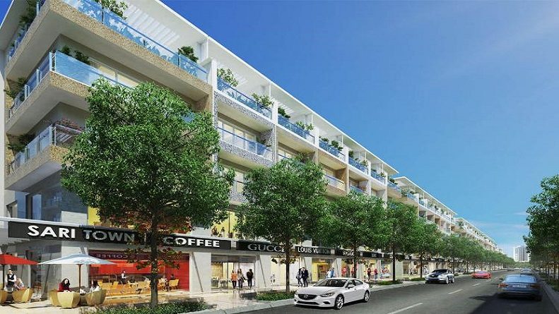 Cho thuê Shophouse Sari Town diện tích sử dụng 480m2 giá 115 triệu hoặc thuê lẻ từng sàn 26.5 triệu