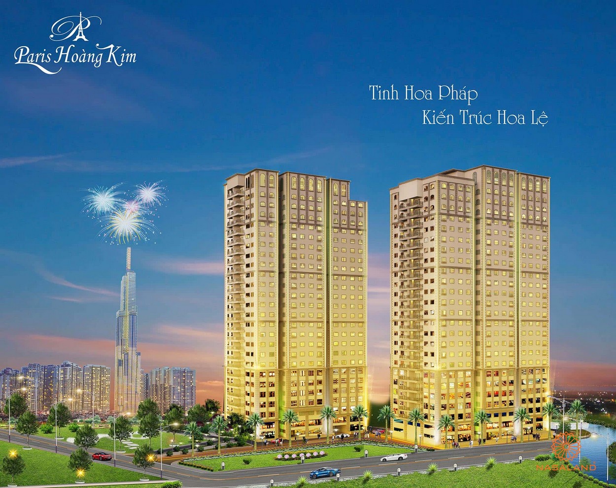 Cho thuê shophouse Paris Hoàng Kim, diện tích sàn rộng rãi, trần cao, nằm liền kề khu Thủ Thiêm.