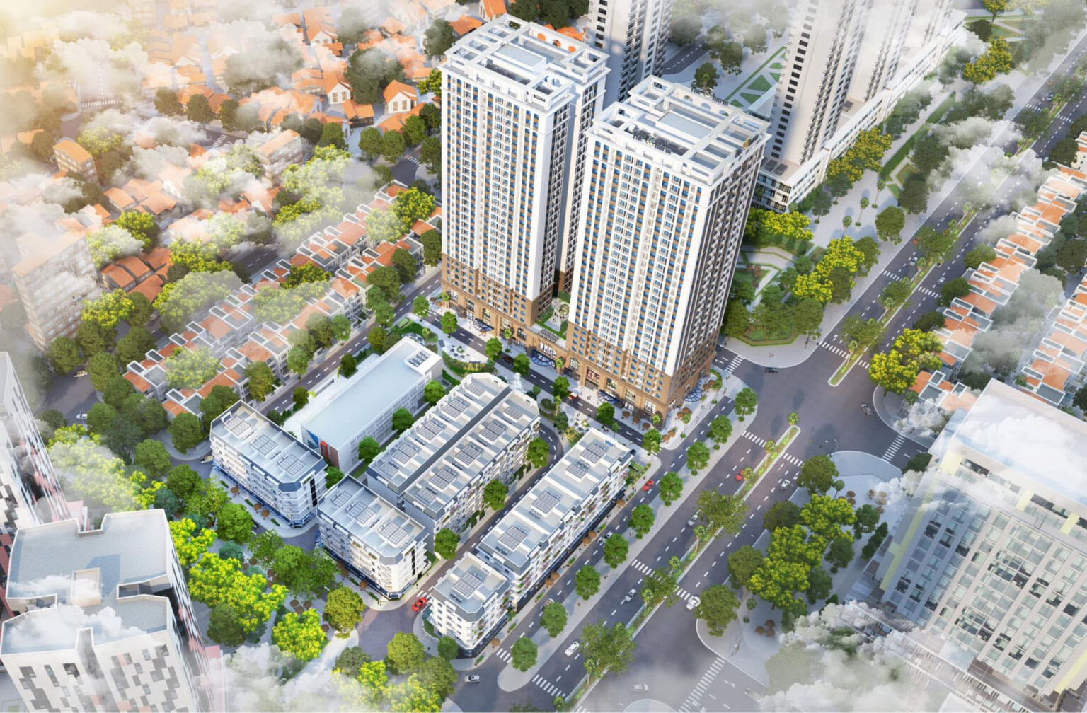 Cho thuê shophouse The Charm An Hưng, Hà Đông, mặt tiền Nguyễn Thanh Bình – căn góc 2 mặt tiền ngay ngã tư.